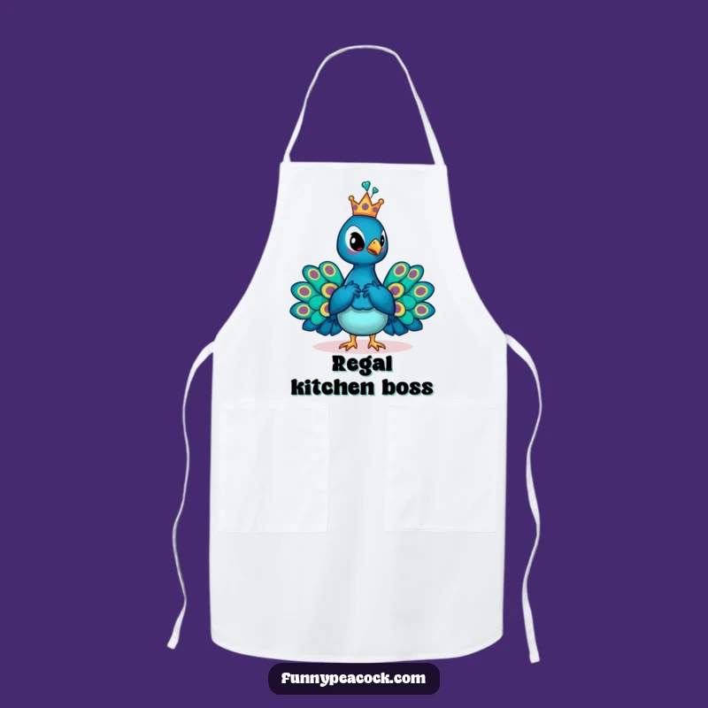 Funny Crowned Peacock Chef's Apron: Hilarious Kitchen Royalty Attire