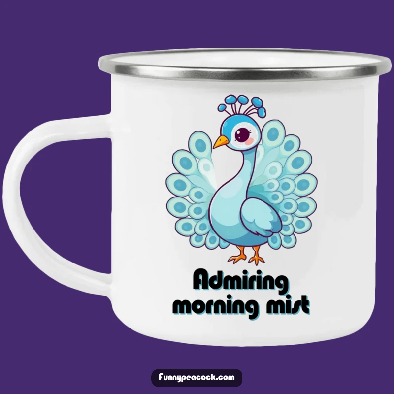Funny Peacock Head Tilt Camping Mug: Graceful Character Adventure Cup, Great Humorous Gift