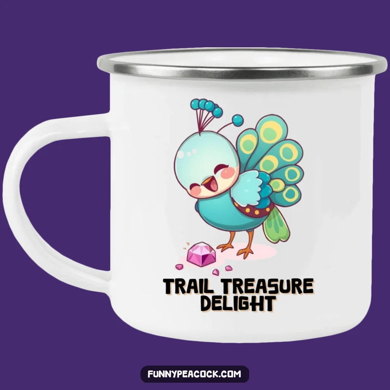 Funny Peacock Jewel Enamel Camping Mug: Outdoor Adventure Gift for Bird Lovers