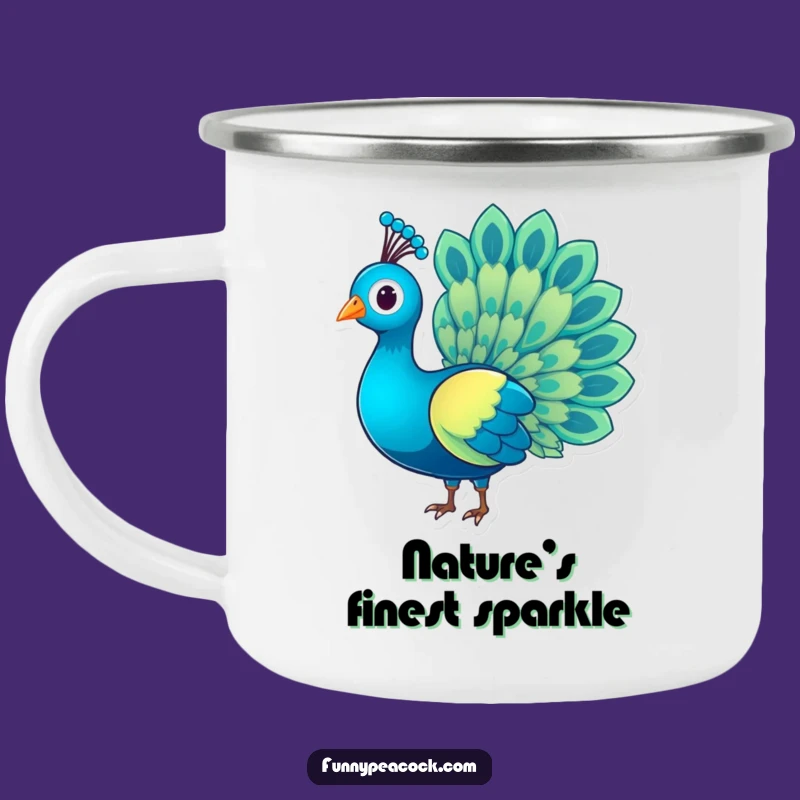 Funny Peacock Rainbow Tail Camping Mug: Charming Character Adventure Cup, Great Humorous Gift