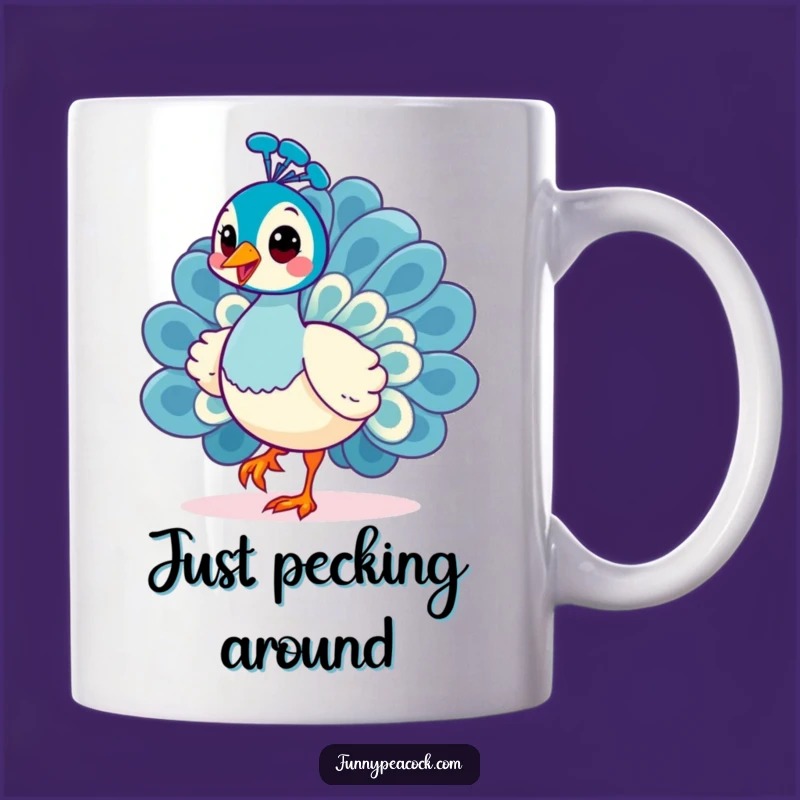 Funny Kawaii Peacock Mug: Cheerful Strut Curiosity Gift