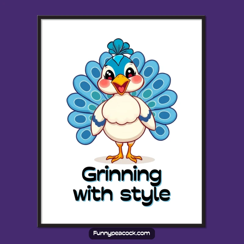 Funny Grinning Peacock Digital Art - Instant Strutting Decor!
