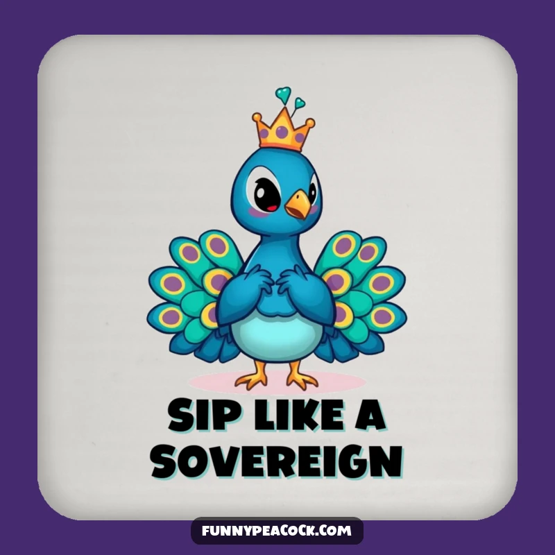 Funny Crowned Peacock Drink Coaster: Royal Protection for Your Surfaces