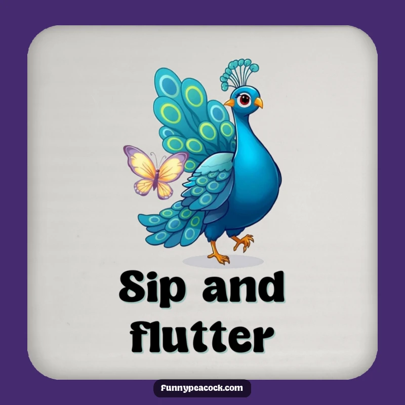 Funny Peacock Butterfly Chase Coaster Set - Protect with Playfulness!