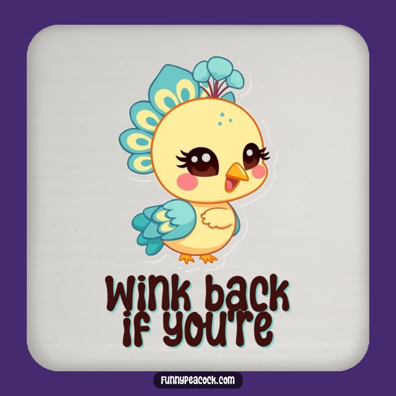Funny Peacock Wink Coaster Set: Bright Character Protection, Perfect Humorous Gift