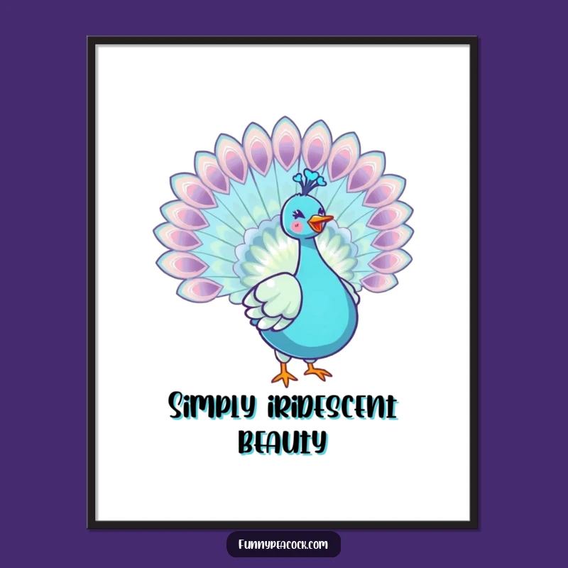 Funny Kawaii Peacock Poster - Joyful Feather Display Art!