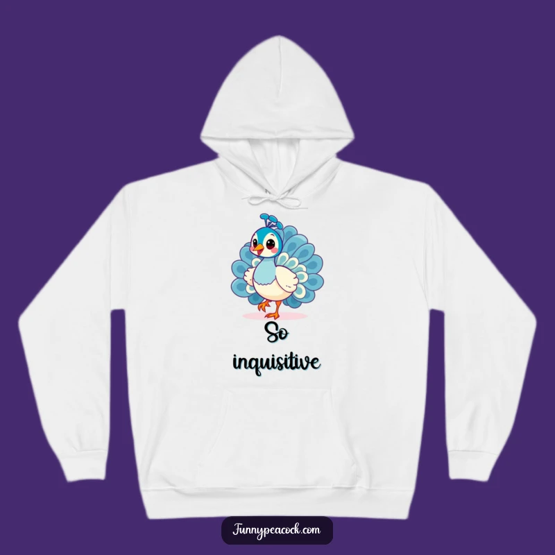 Funny Kawaii Peacock Hoodie: Cheerful Strut Curiosity Cozy Gift