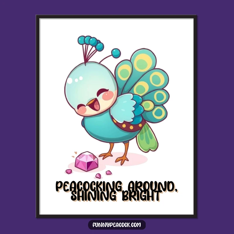 Free Printable Wall Art: Funny Peacock Pecking Jewel, Hilarious Downloadable Decor for Your Home