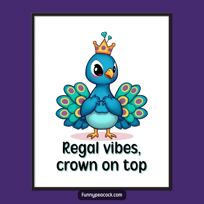 Free Printable Wall Art: Regal Peacock Crown, Hilarious Downloadable Decor with Royal Flair
