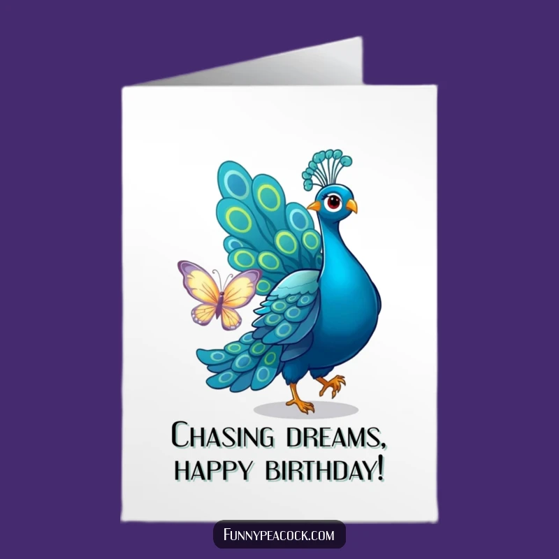 Free Printable Birthday Card: Peacock Butterfly Chase - Instant Download & Fun!