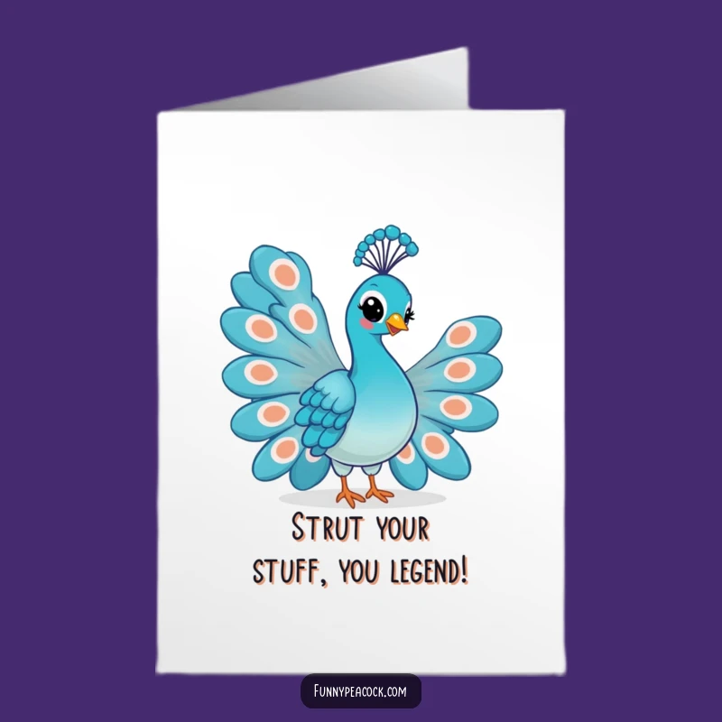 Free Printable Peacock Congrats Card: Proud Smirking Bird Downloadable Gift