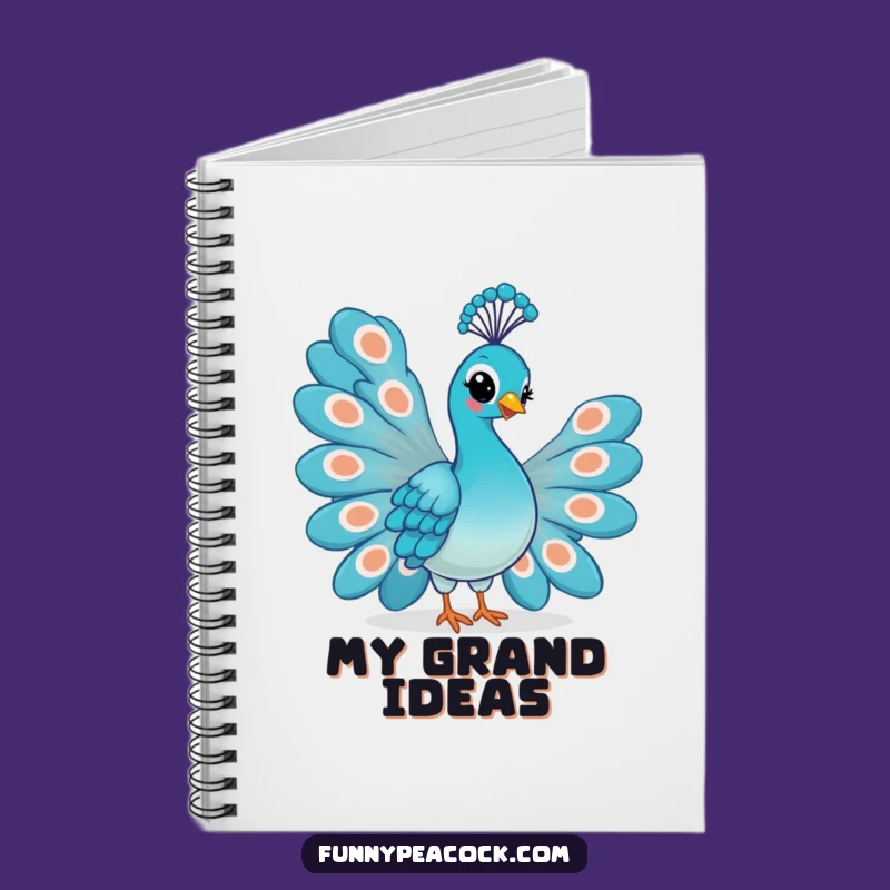 Funny Kawaii Peacock Notebook: Smirk Tail Fan Jotter Gift