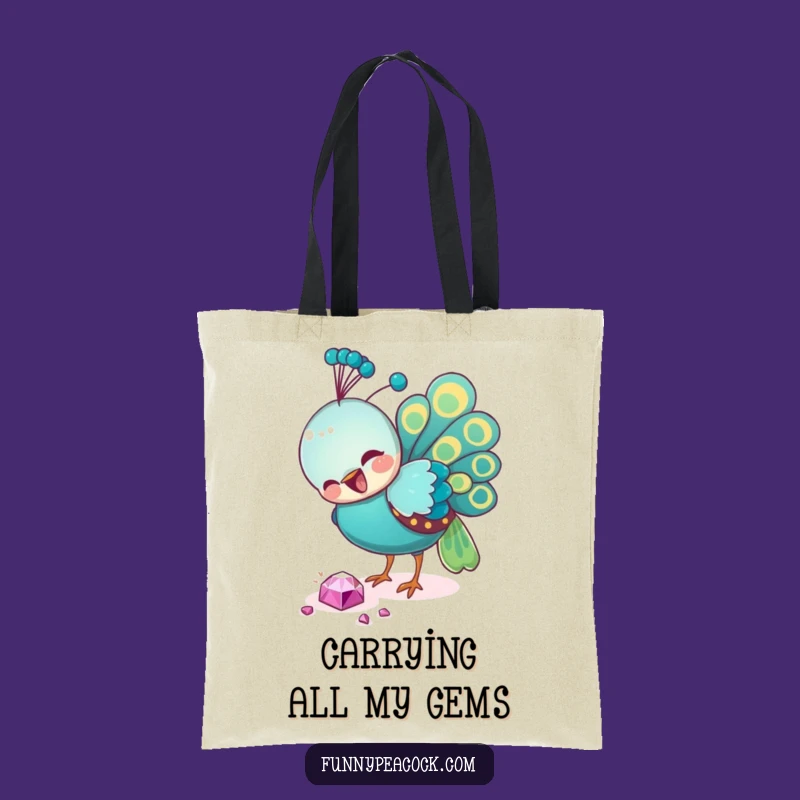 Funny Peacock Jewel Carry-All Tote Bag: Stylish and Humorous Shopping Companion