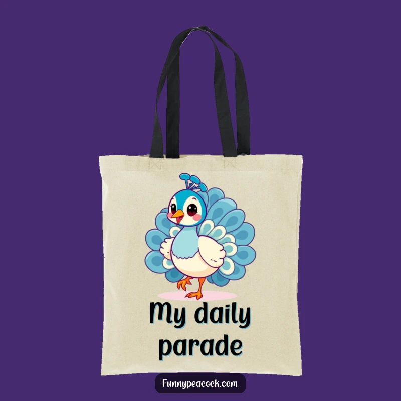 Funny Kawaii Peacock Tote Bag: Cheerful Strut Curiosity Accessory